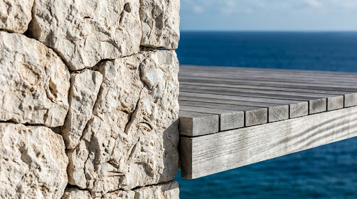 Karst Limestone Dry-Stone Masonry & Marine Teak Deck