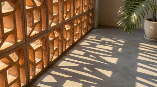 Terracotta Breeze Block Lattice & Geometric Shadowplay