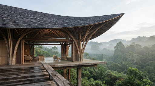 Nusantara Heritage Pavilion Elevated Canopy Structure in Rainforest